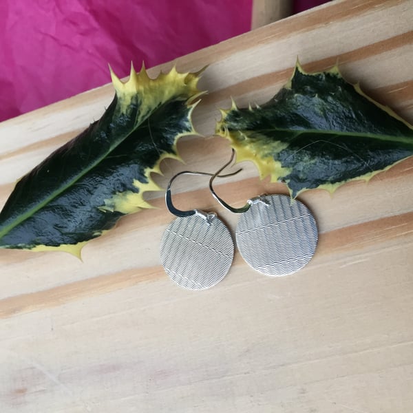 Circles, basket weave 1930 Birmingham silver earrings