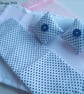 White & Blue Polka Dot Dolls House Bedding Set - Image 4