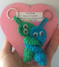 Crochet Love Bug Keyring - Light Blue And Green - Valentines Gift
