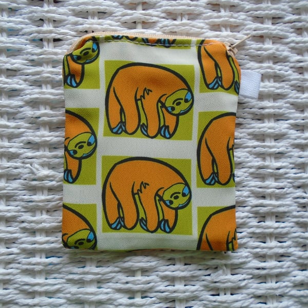 Pop Art Sloth Coin Purse or Card Holder 