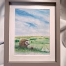 Watercolour print of a Southdowns Sussex Hedgehog