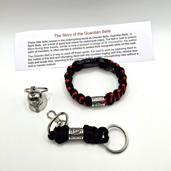 Bikers Gift Box, Bikers Bell Gremlin Bell, Paracord Bracelet , Paracord Lanyard