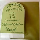  Sage Green Arch Save the Date Card – Personalised Wedding Announcement