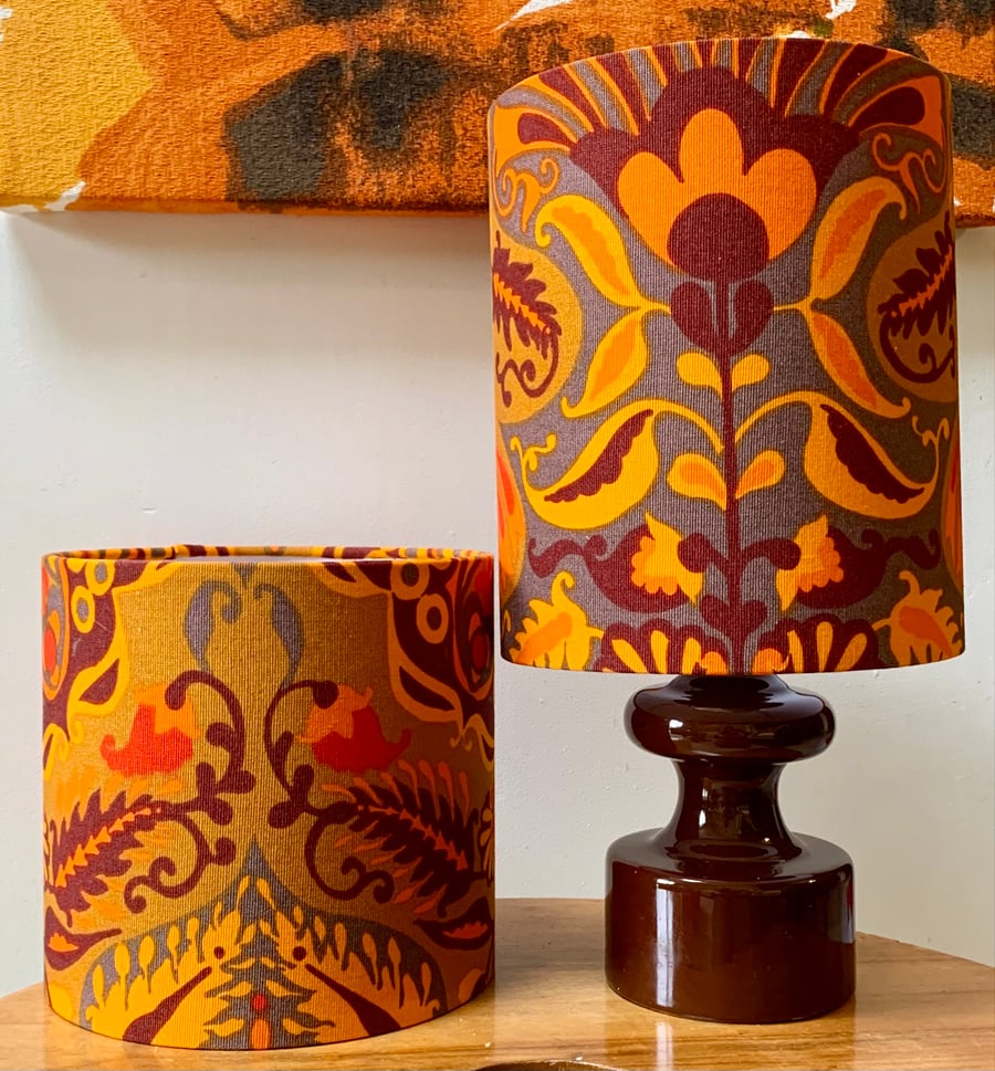 Bold Orange and Grey Marrakesh Jonelle RETRO Vintage Fabric Lampshade