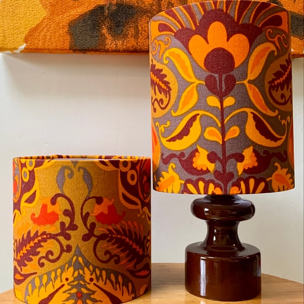 Bold Orange and Grey Marrakesh Jonelle RETRO Vintage Fabric Lampshade