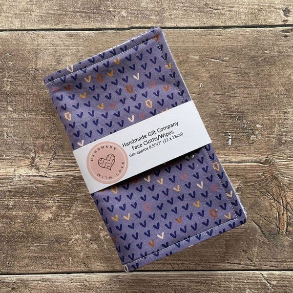 Handmade 2 Pk Face Wipes, Face Cloths, Face Flannels, Eco-Friendly Wipes-FCW39