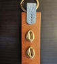 Tan and Blue Leather Keyring - Image 2