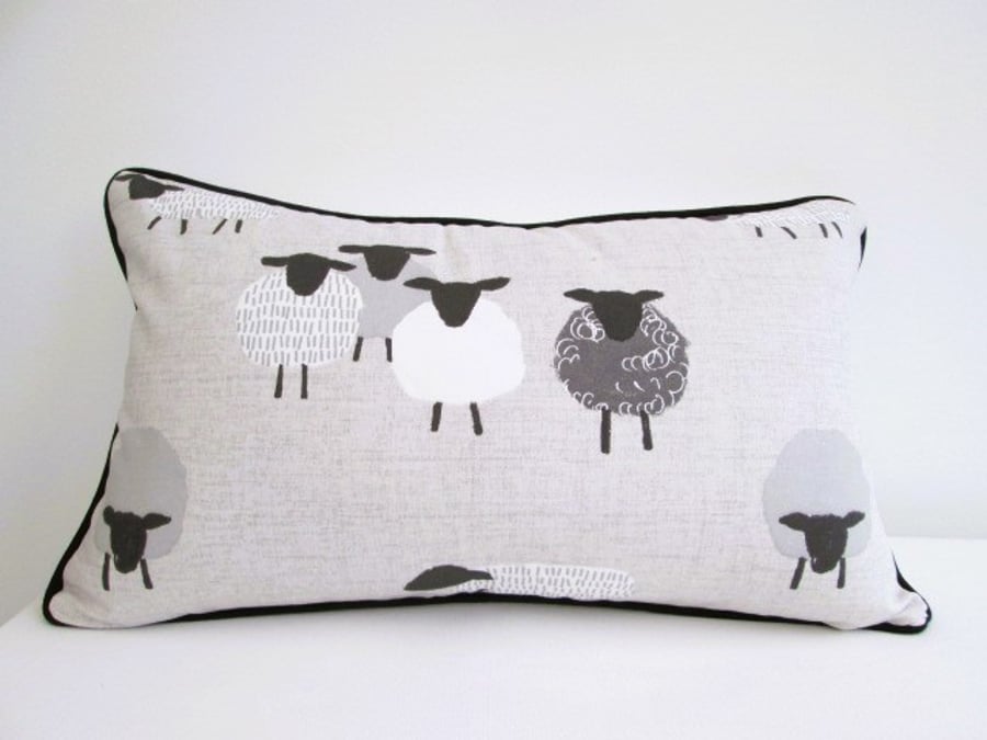 Sheep  Cushion  with Black  Piping
