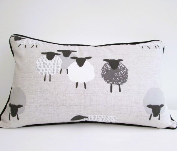 Sheep  Cushion  with Black  Piping