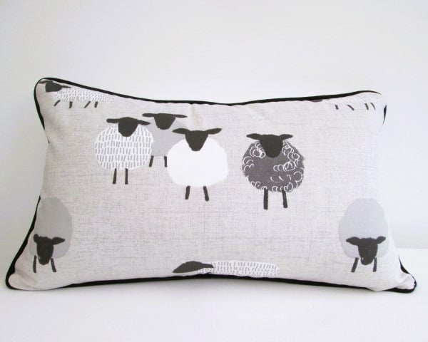 Sheep  Cushion  with Black  Piping