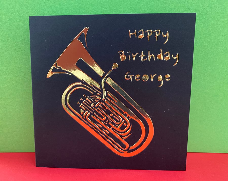 Personalised Tuba Birthday Card