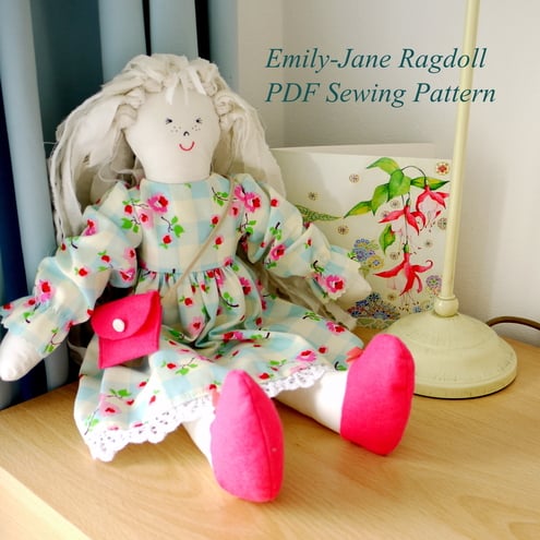 17" Emily-Jane Ragdoll with Dress, Bag & Shoes PDF Sewing Pattern