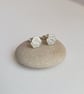 Hexagon Studs, Textured, Recycled Sterling Silver Earrings - Image 2