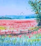 Poppy Field, framed original watercolour painting  - Image 1