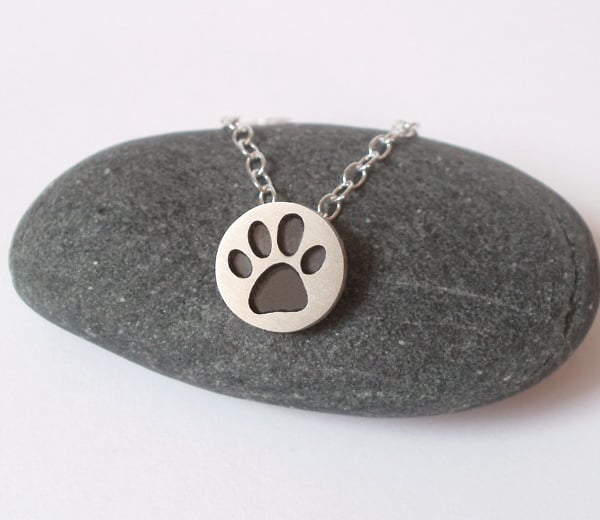 Pawprint Necklace In Oxidized Sterling Silver