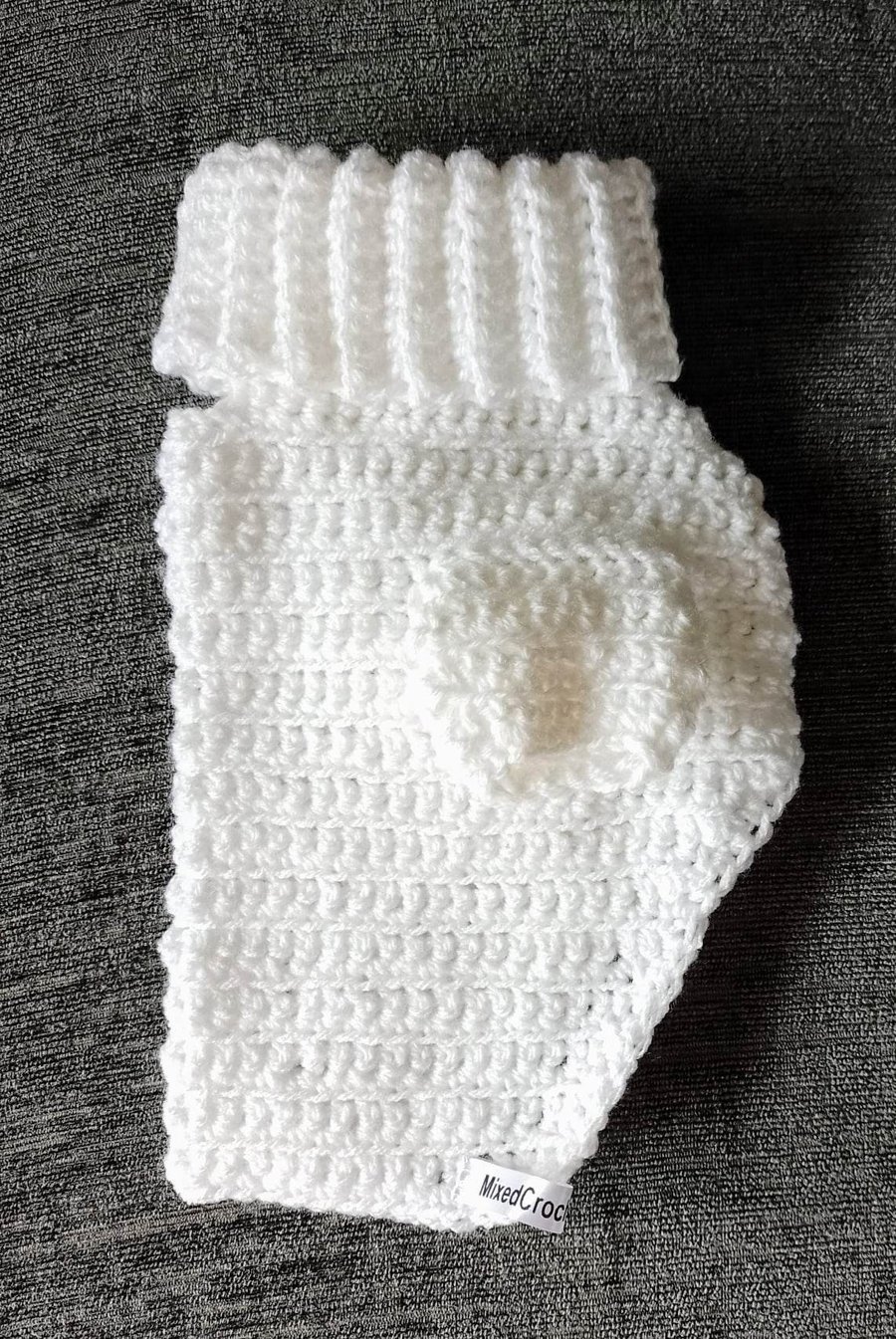 White Crochet jumper sweater with sleeves harness hole for All Dogs & Cats