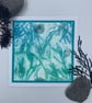 Original gelli print seaweed greetings card.
