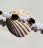 Black Onyx & Crackled Clear Quartz Gemstone Beaded Bracelet "Monochrome Glitz" - Image 4