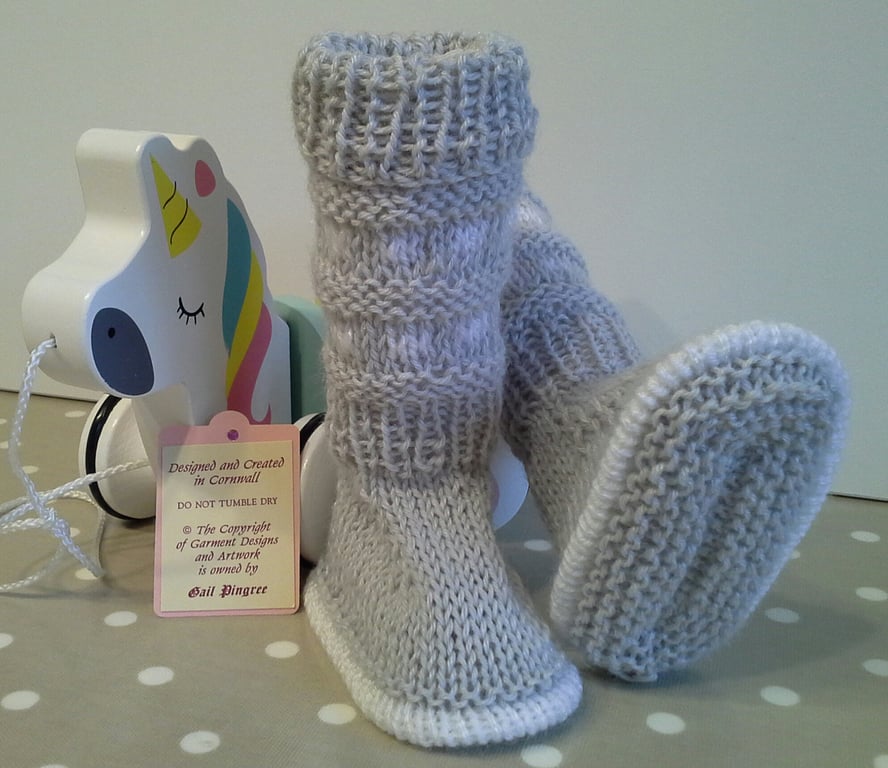 Baby Bootie Socks, Leg Warmers with Merino Wool 3-9 months