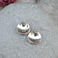 Sterling Silver Textured Dome Disc Drop Earrings - JBJ1002