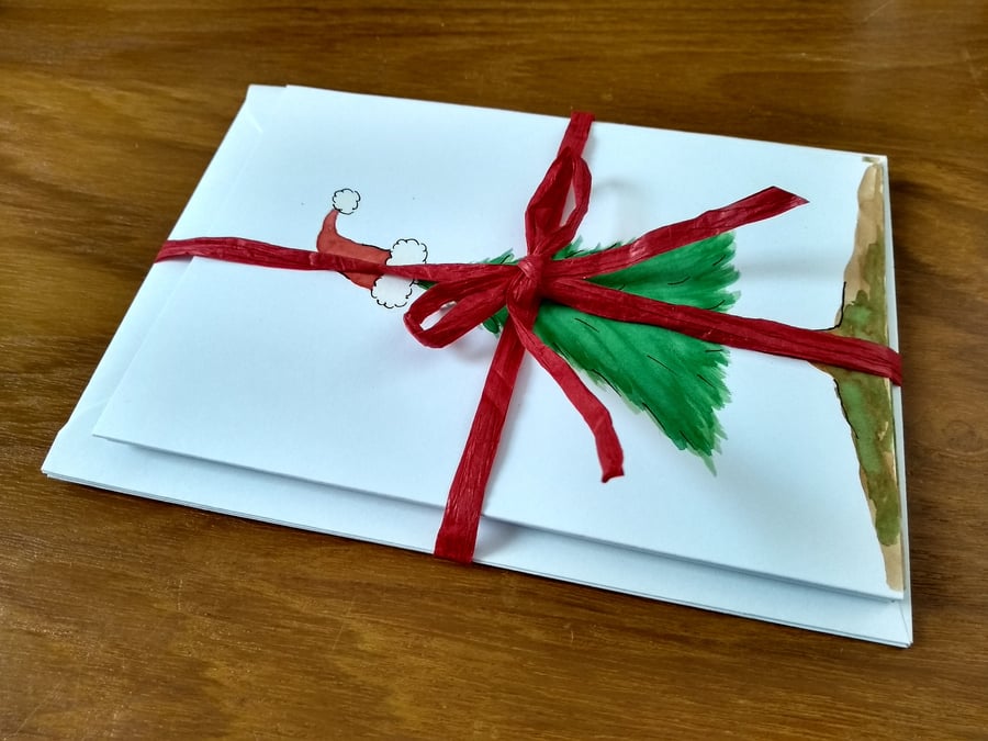 Set of 3 Hand Painted Original Christmas Cards