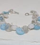 Wintry button bracelet in silver glitter, blue and white with toggle clasp  - Image 1