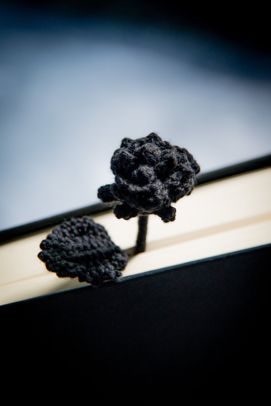 Black Rose Crochet Bookmark with Gift Packaging