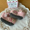 Hand Knitted Baby Mary Janes 0-6 Months 