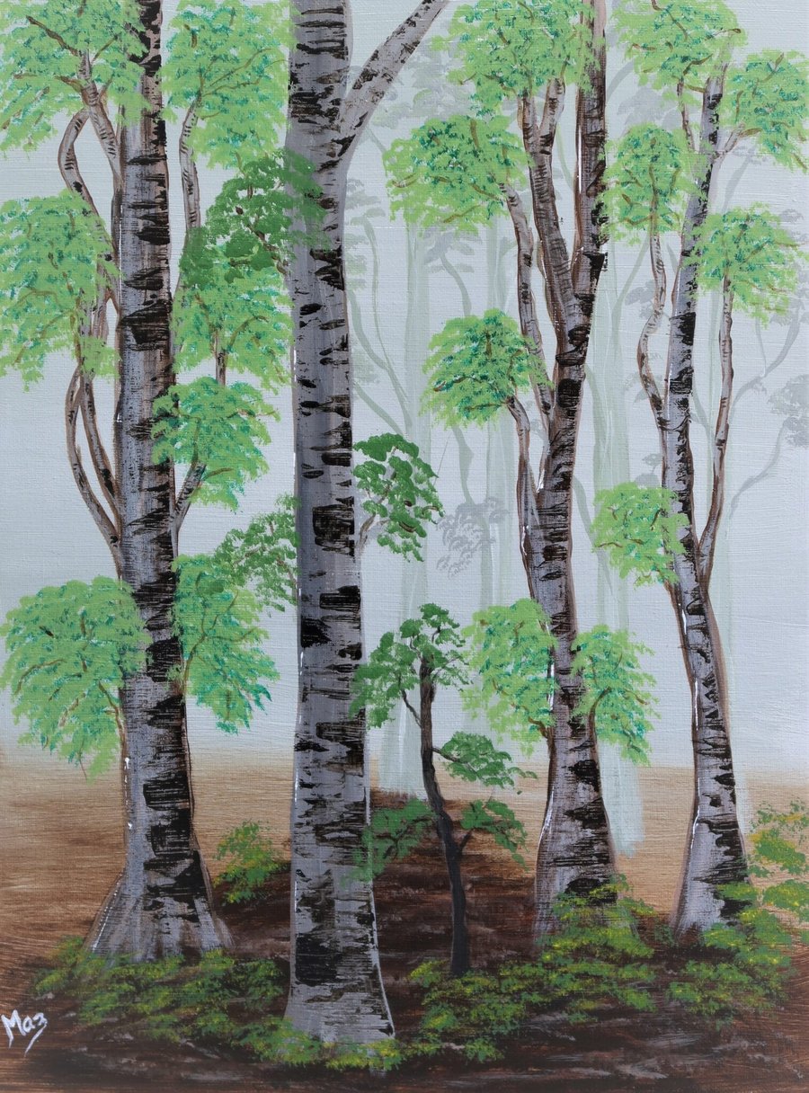 Misty Trees an Original Painting by Maz