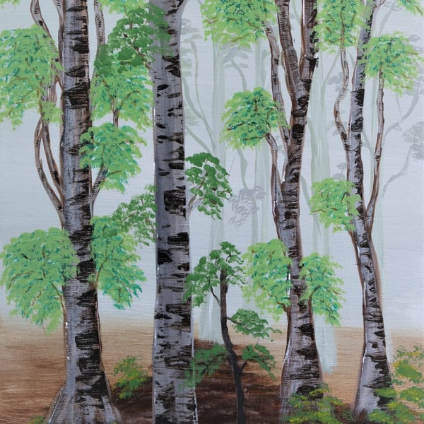 Misty Trees an Original Painting by Maz