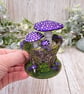 Mushroom Shelf Ornament - Purple Handmade Whimsical Cottagecore Decor