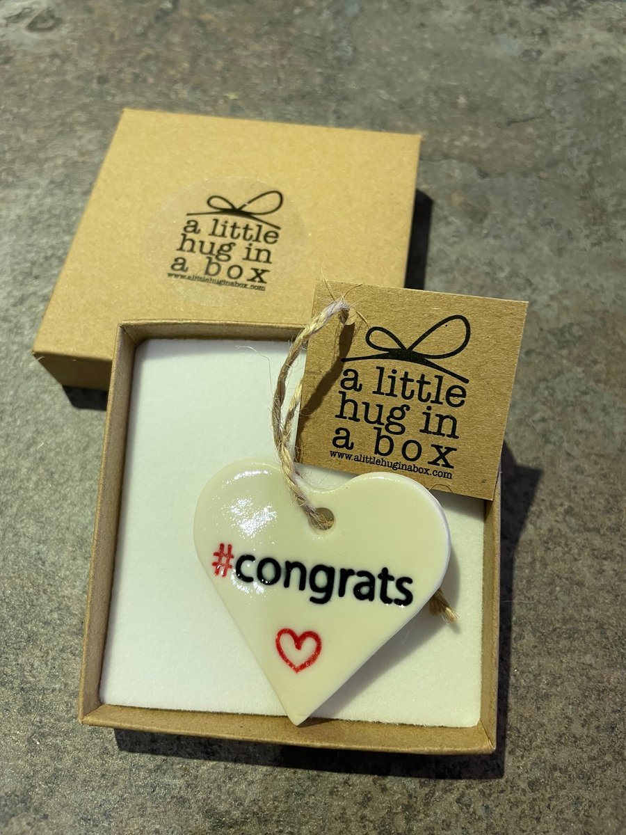 A little hug in a box porcelain Congrats heart gift