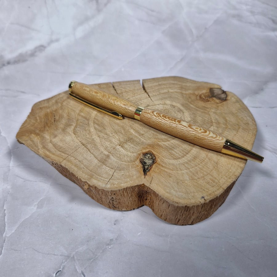 Hand Turned Wooden Twist Pen - Lacewood with Gold Plating