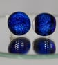 Blue Dichroic Glass Earrings on Sterling Silver Studs - 2085 - Image 2