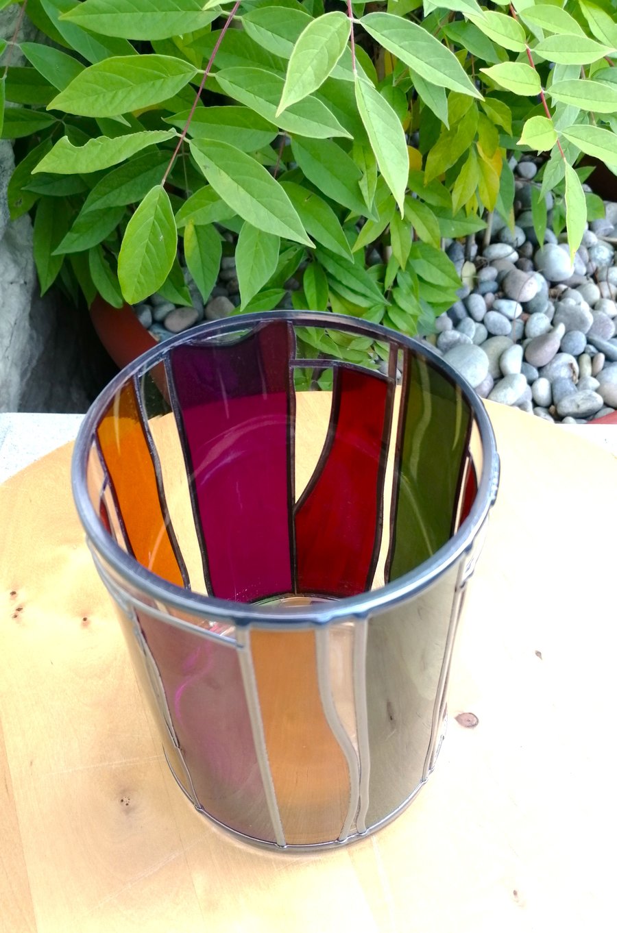 Exotic Gems Flower Vase Vibrant Stained Glass Effect Art Deco Design Vase