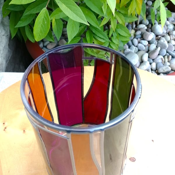 Exotic Gems Flower Vase Vibrant Stained Glass Effect Art Deco Design Vase