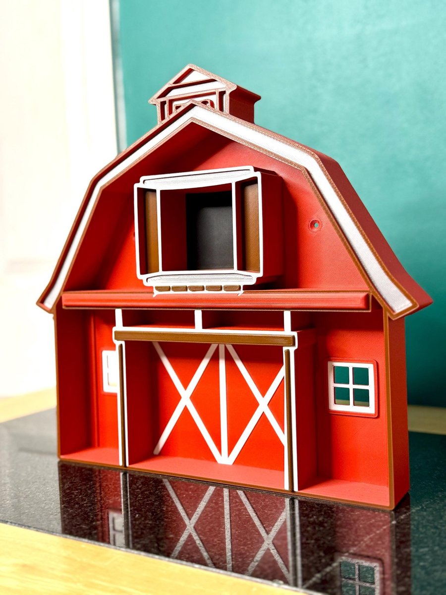 Farmyard Barn Wall Shelf, Red Rustic Mini Cubby for Kids Farm Bedroom Decor