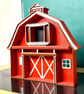 Farmyard Barn Wall Shelf, Red Rustic Mini Cubby for Kids Farm Bedroom Decor
