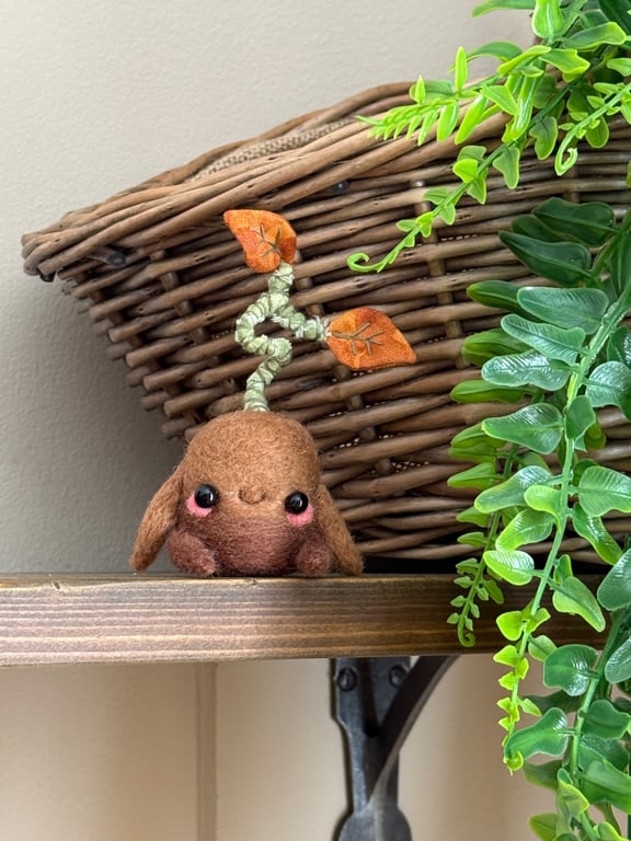 Burnt Orange Leaf Friend Needlefelted Art Doll