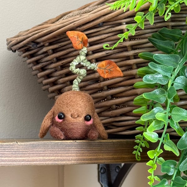 Burnt Orange Leaf Friend Needlefelted Art Doll