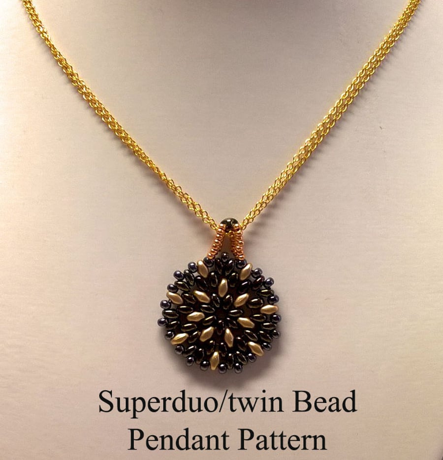 Superduo or Twin Bead Pendant Pattern and Tutorial 