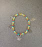 Colourful pretty silver charm bracelet, seed beaded charm bracelet, charms 