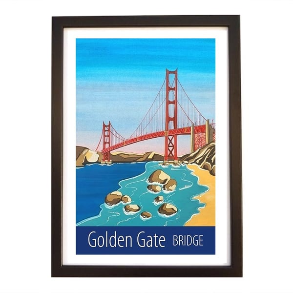 Golden Gate Bridge travel poster print by Artist Susie West