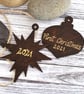 Moon gazing hare hanging star. Pyrography personalised tree decoration. - Image 4