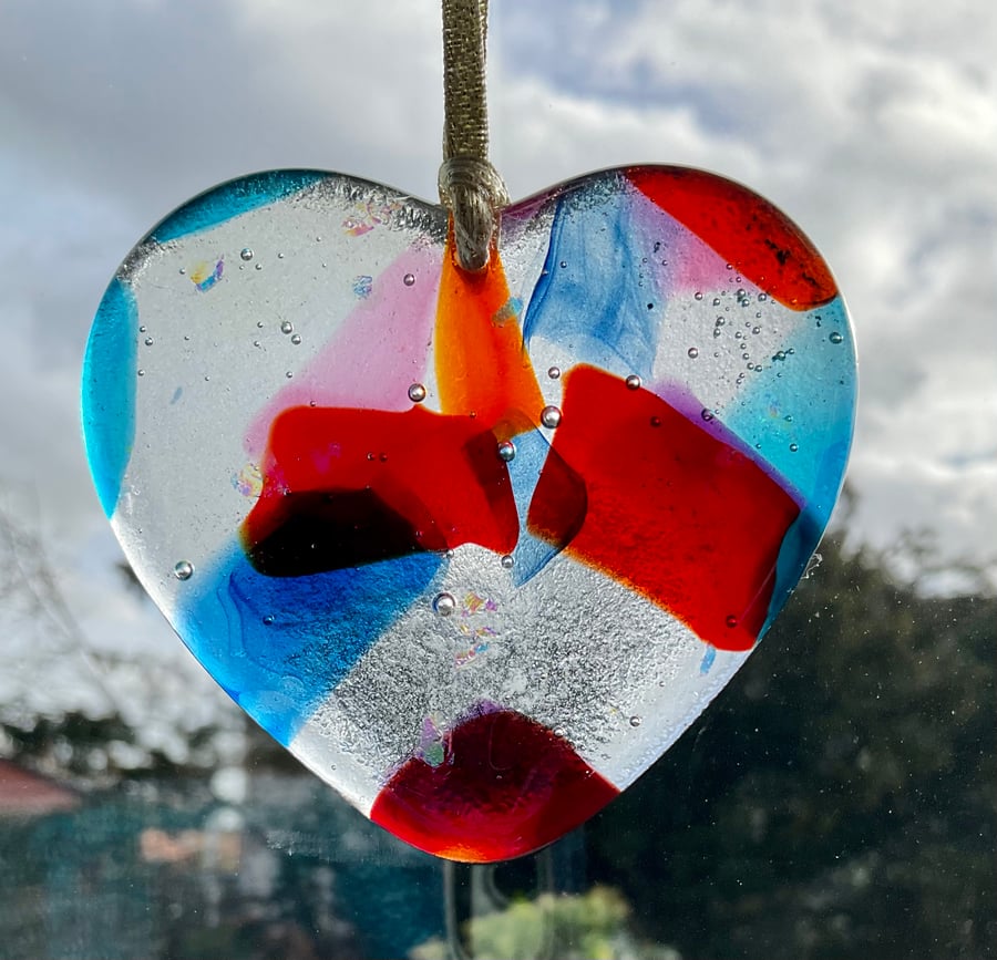 Fused glass heart