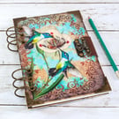 A5 Refillable Notebook Journal with Hummingbird Wooden Covers