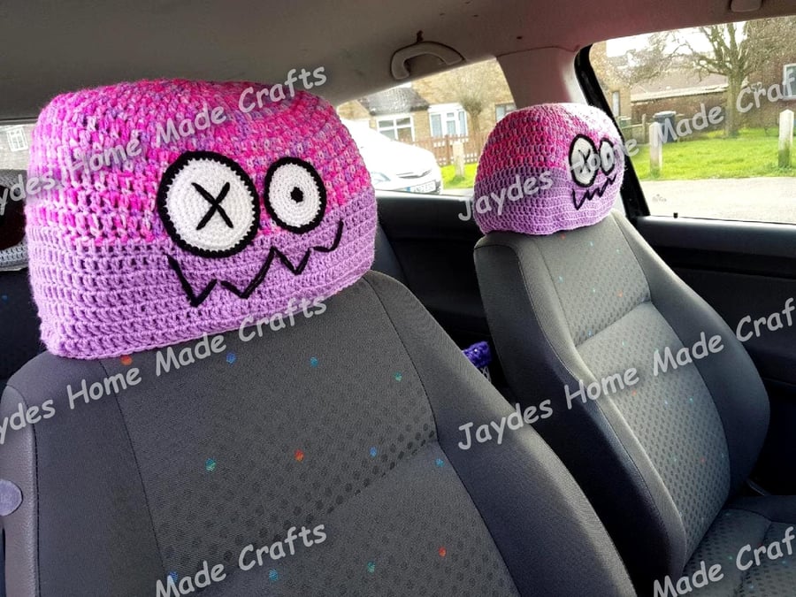Crochet Funny Face Headrest Covers
