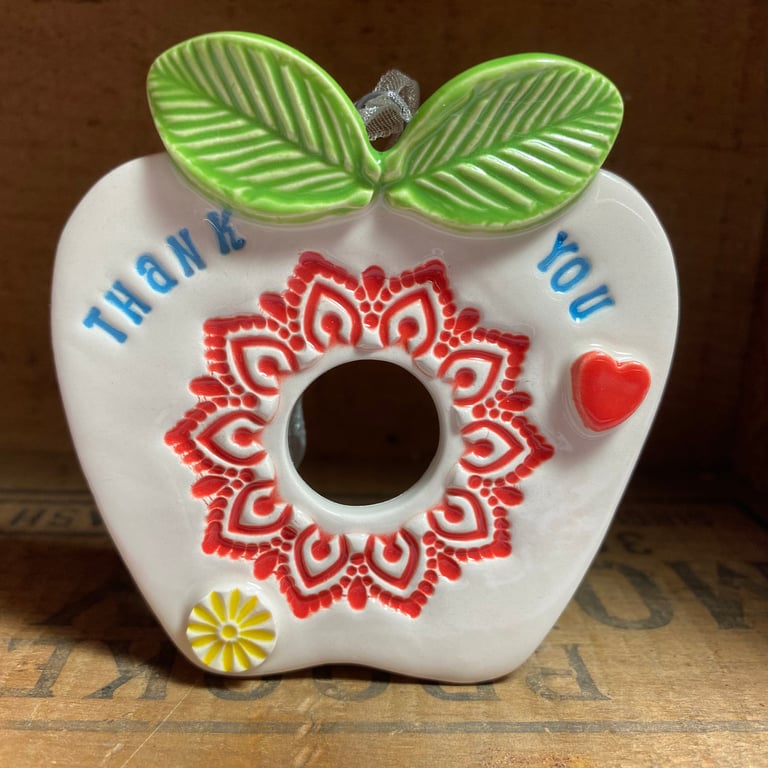 Gift for teacher ceramic Thank You apple decoration