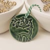 Small green ceramic stag decoration pottery stag Christmas decoration