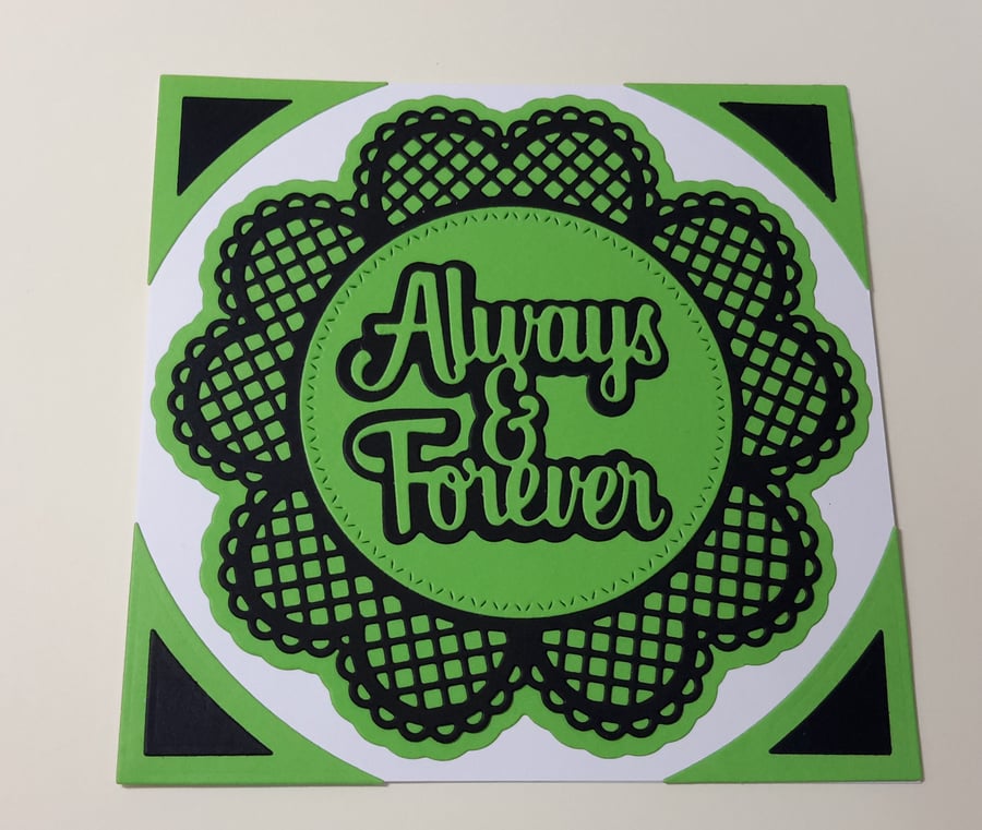 Always and Forever Greeting Card - Green and Black